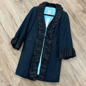 Nanette Lepore Vivaldi Coat Black Sz 2 35”L NWT 2007